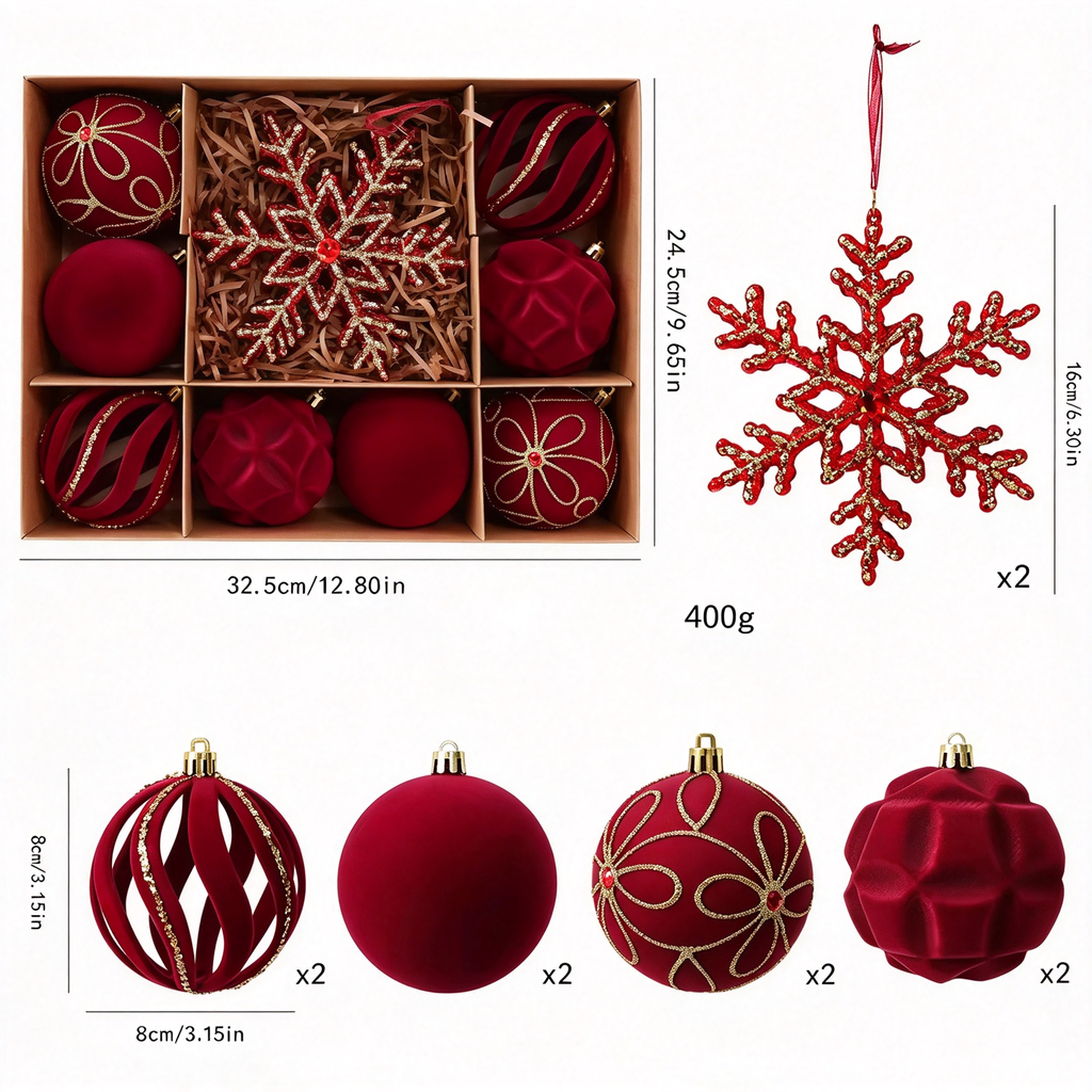 Christmas Decorations Set-Classic Red & Gold