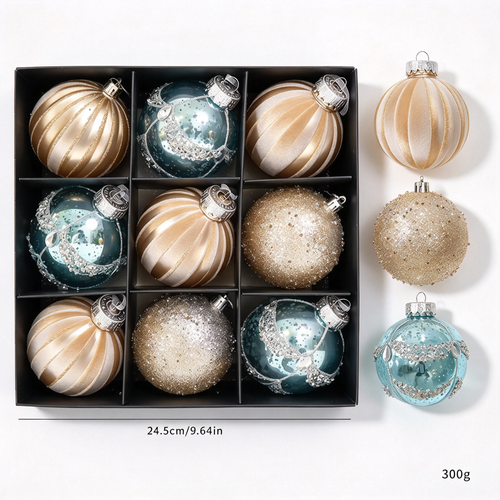 Christmas Decorations Set-Winter Snow in Blue & Silver