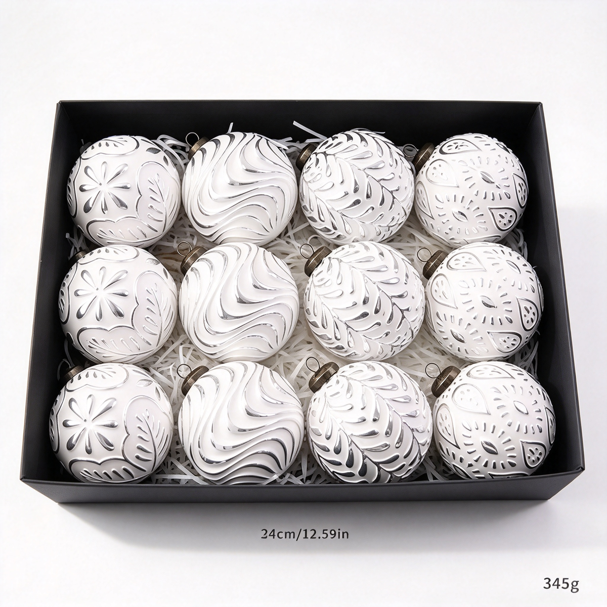 Christmas Decorations Set-Winter White & Silver