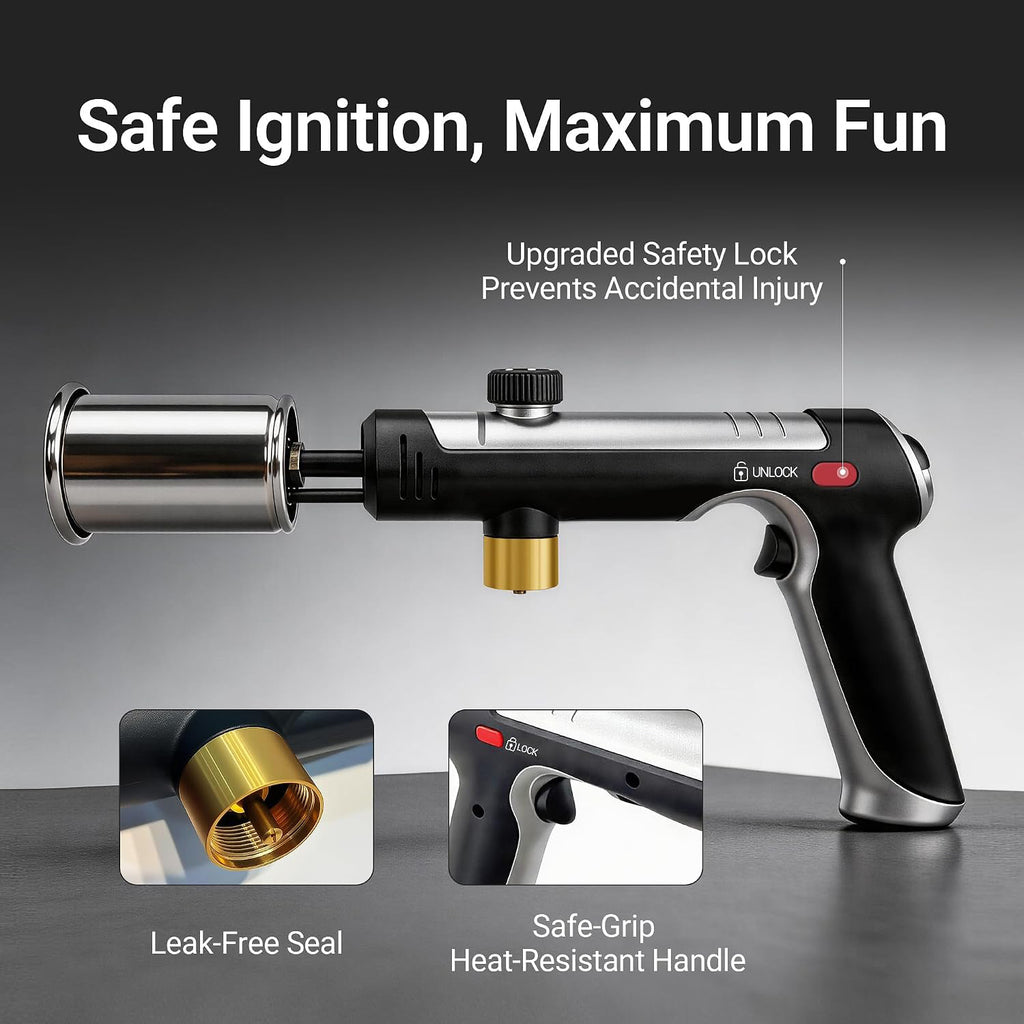 Propane Torch - One-Touch Max Flame & Safety Lock, High Heat Multipurpose Blow Torch for Charcoal Lighter, Grill BBQ, Sous Vide, Searing Steak, Camping Welding (Tank Not Included)