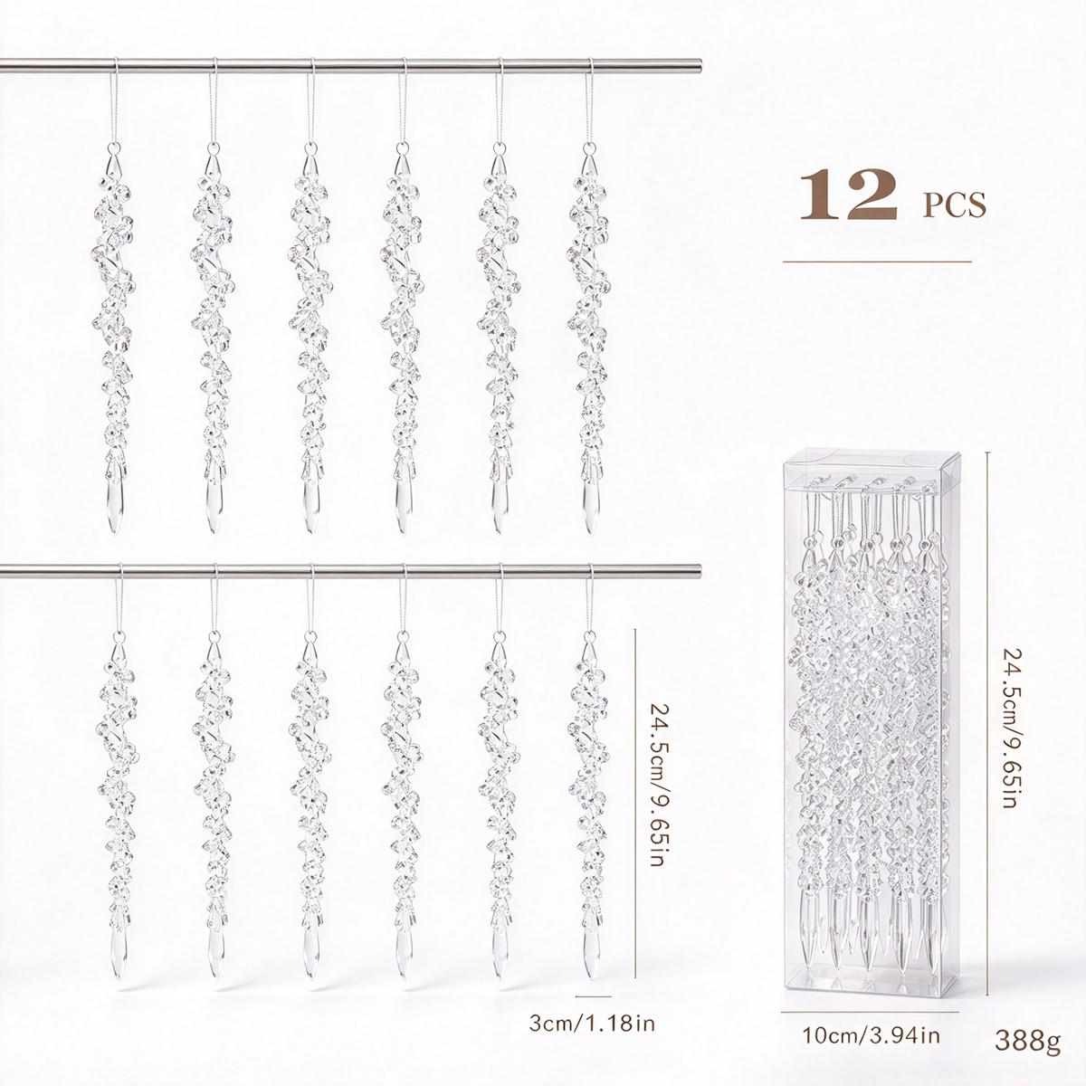 Christmas Decorations Set-Winter White & Silver