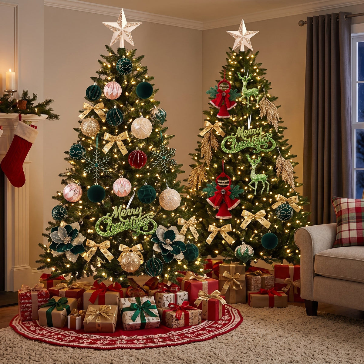 Christmas Decorations Set-Classic Green & Gold