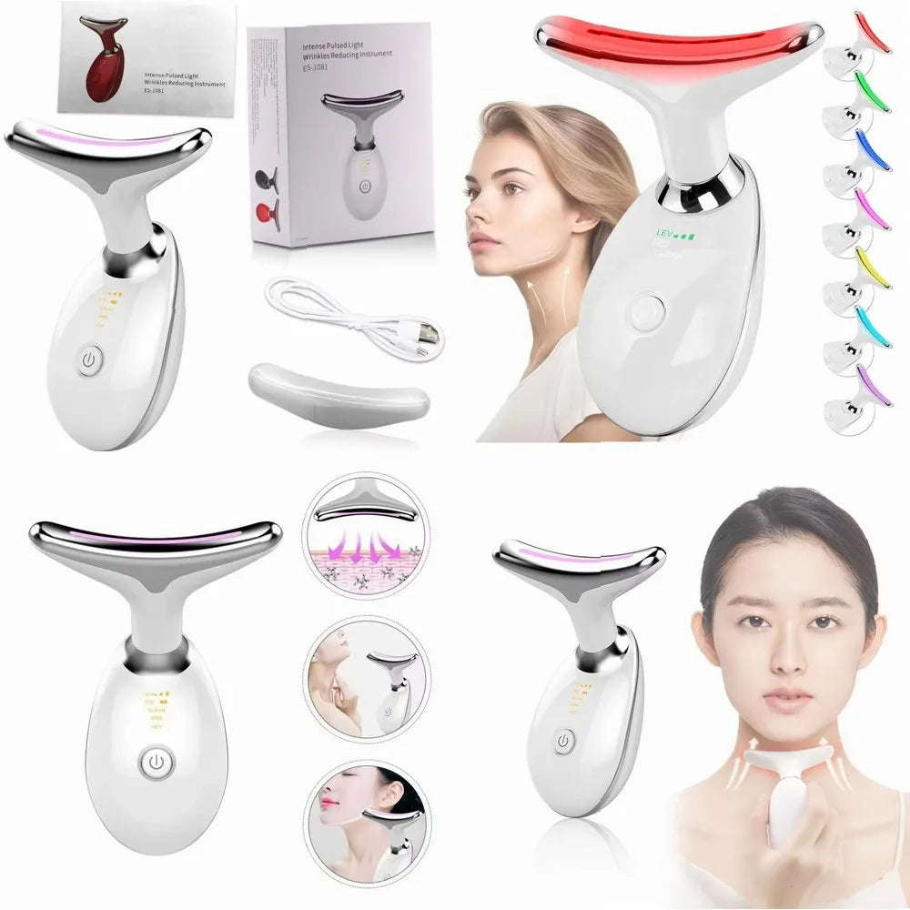 3/7 Color Vibration Massager, Multifunctional Face Neck Lift & Double Chin Reducer