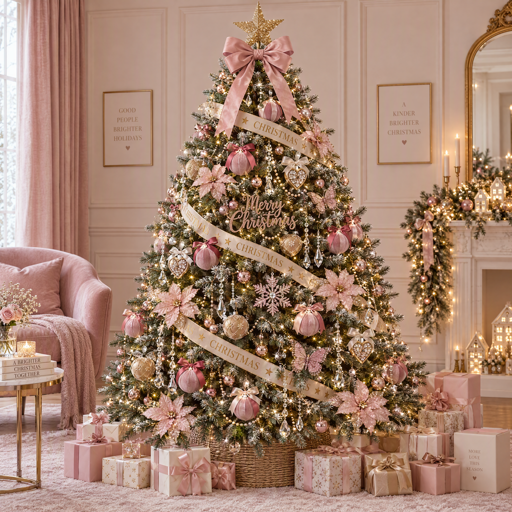 Christmas Decorations Set-Pink & Champagne